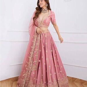 Elegant Pink Embroidered Bridal Lehenga Choli